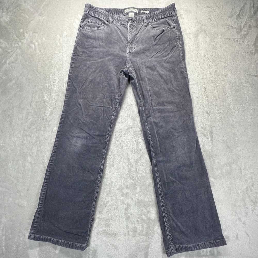 Liz Claiborne Sloane Corduroy Pants Womens 10 Gray Cotton Stretch Straight Leg